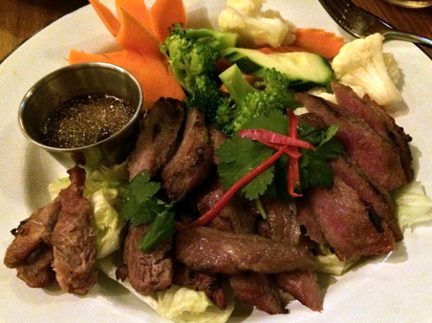 grilled pork neck at rosa's cafe carnaby street