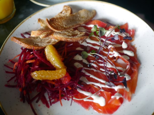 cured salmon at le chalet