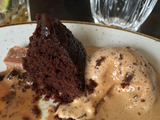 steamed chocolate and toffee sponge at le chalet