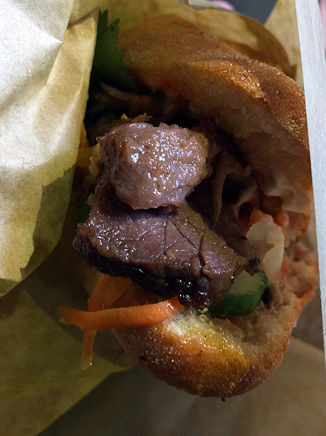 beef brisket banh mi at whaam