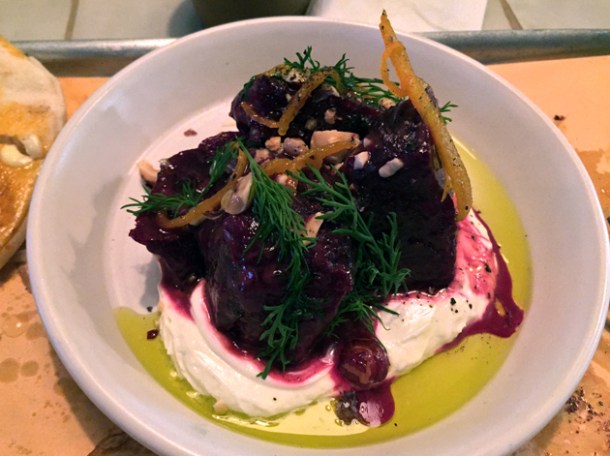 beetroot with whipped feta and candied orange at berber & q