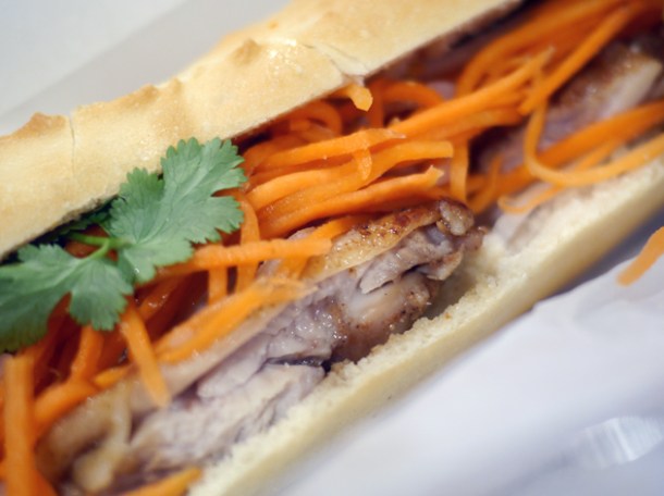 grilled pork banh mi at viet baguette