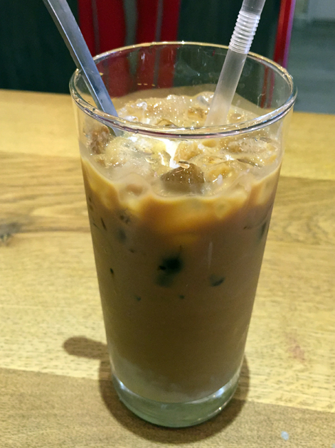 iced Vietnamese coffee at bun cha hoxton