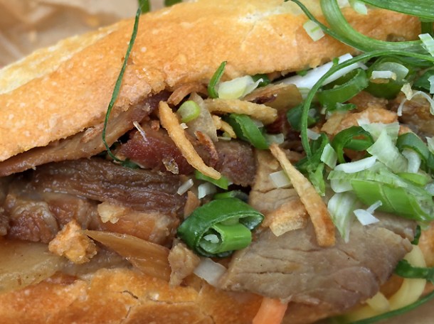 caramelised pork belly banh mi from little viet kitchen