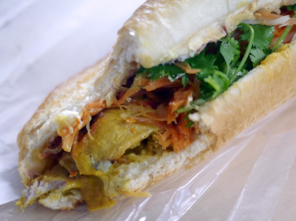 chicken satay Vietnamese baguette from banh mi town