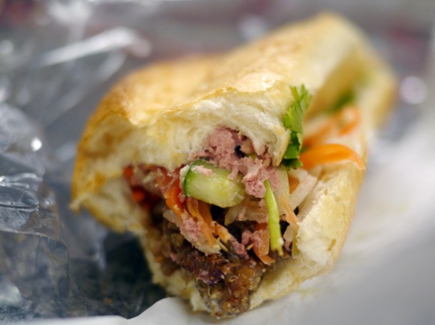 grilled pork and pate vietnamese sandwich from banh mi town