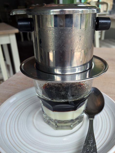 hot vietnamese coffee at little viet kitchen