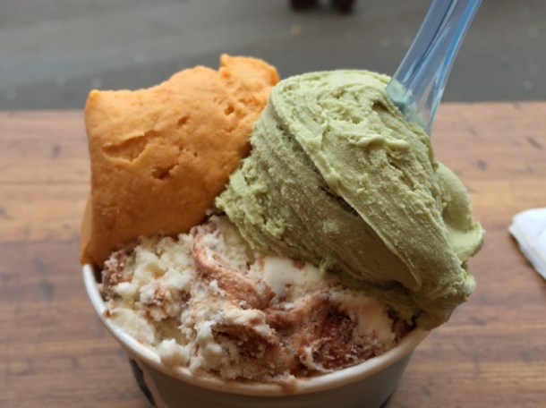 pistachio gelato and apricot gelato from gelupo at vico