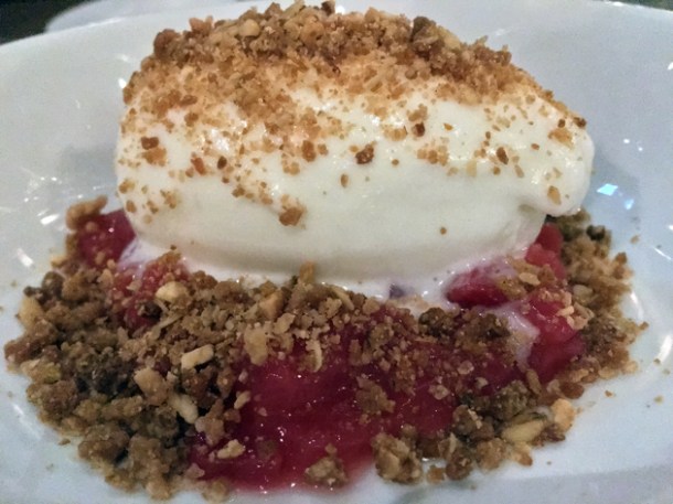 milk ice cream with rhubarb at pitt cue city