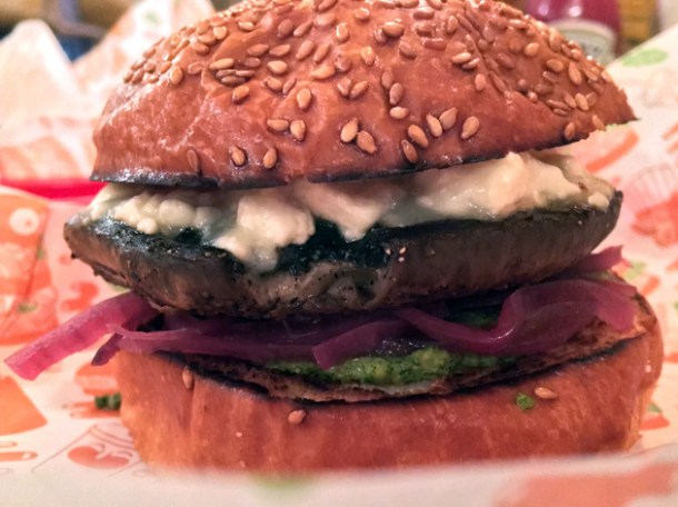mushroom burger at burgerac's burgershack at the social