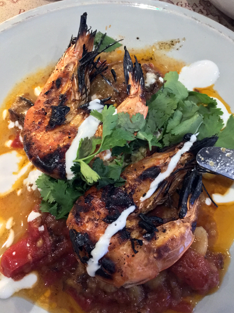 prawn skewer at the barbary