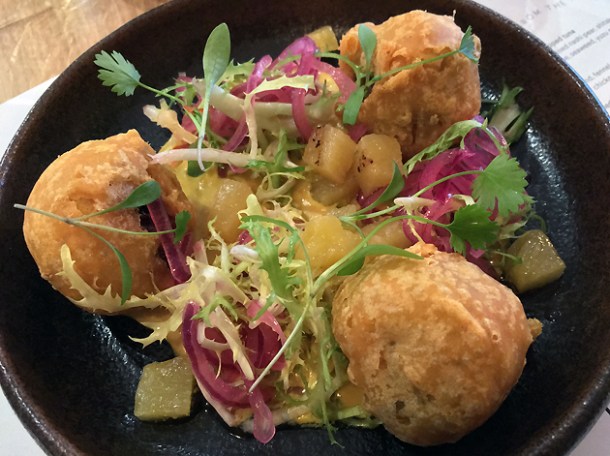spiced sweet potato fritters at foley's fitzrovia