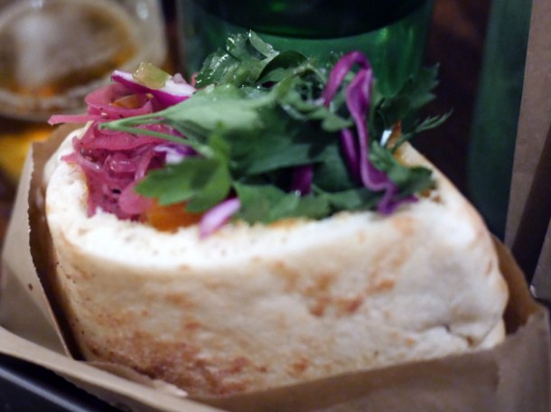 stuffed pitta sandwich at berber and q shawarma bar