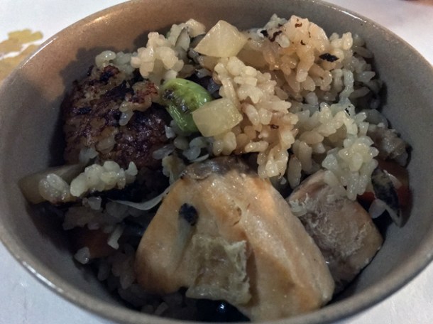 salmon veg and tofu fried rice at minshuku tsugizakura