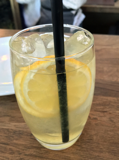 matcha and lemon iced tea at sparrow