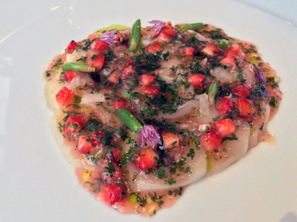 scallops in strawberry sauce at claude bosi bibendum chelsea
