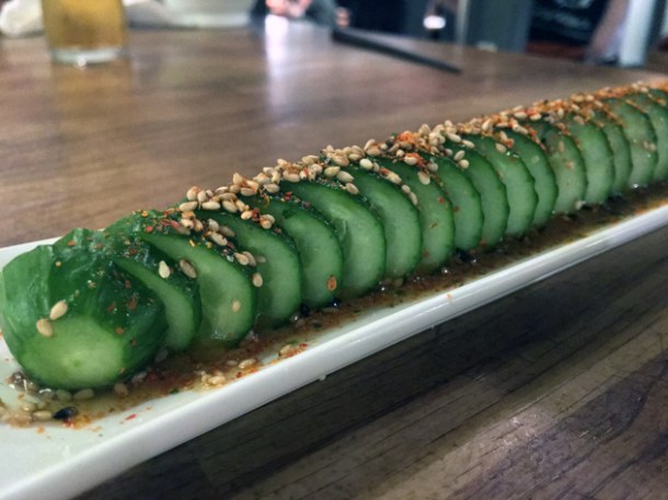 cucumber in chilli sesame oil at shoryu kingly court