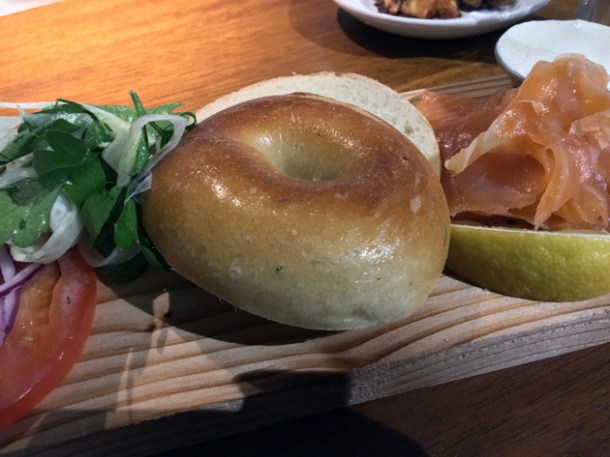 smoked salmon bagel at monty's deli