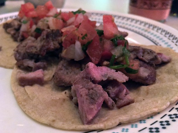 pork ribeye tacos at tacos del 74 dalston