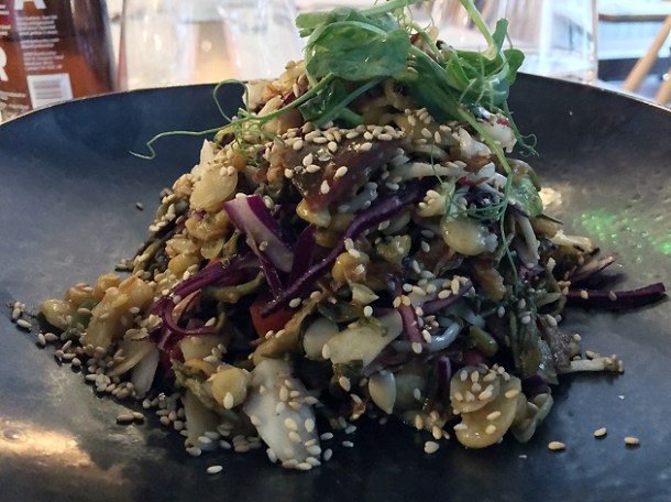 pickled tea leaf salad at lahpet shoreditch