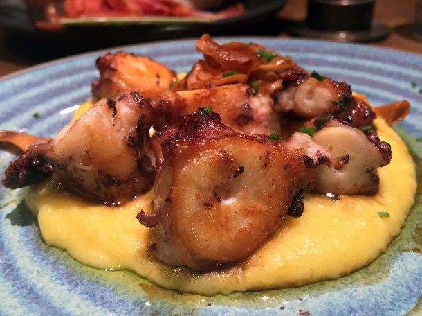 copyrighted photo of octopus with saffron potato at Barullo London