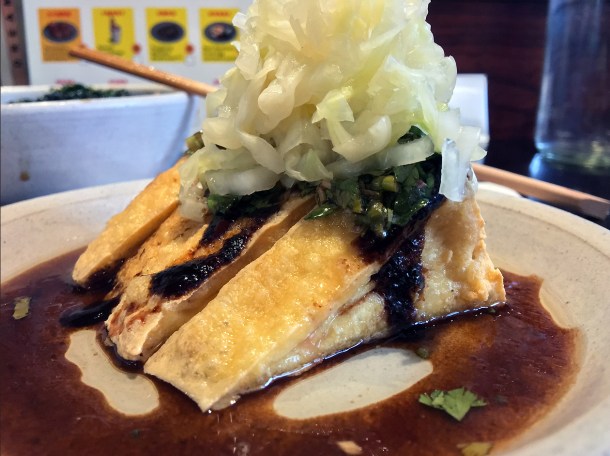 illustrative photo of the tofu with pickled cabbage at Bao Borough