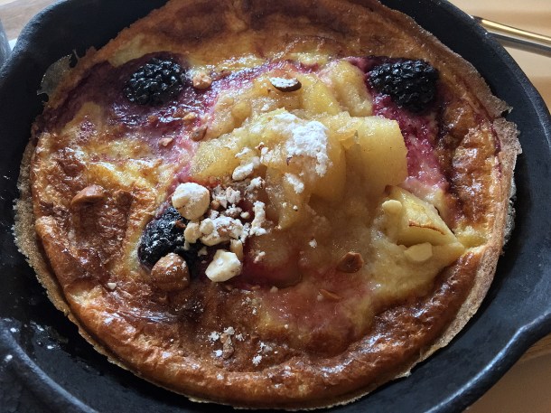 illustrative photo of the apple, blackberry and hazelnut Dutch baby with ice cream at Where The Pancakes Are