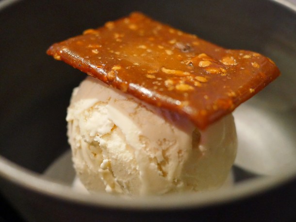 illustrative photo of the buffalo milk ice cream with cashew butterscotch brittle at Paradise Soho Rupert Street