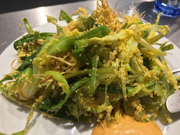 illustrative photo of the cornmeal spring onions with chipotle mayo at Lupins