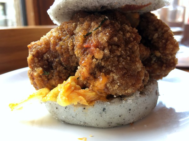 illustrative photo of the fried chicken bao at Bao Noodle Shop