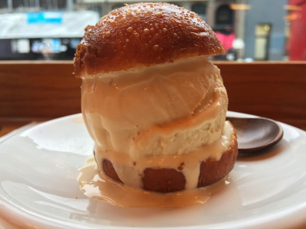 illustrative photo of the Horlicks ice cream bao sandwich dessert at Bao Noodle Shop