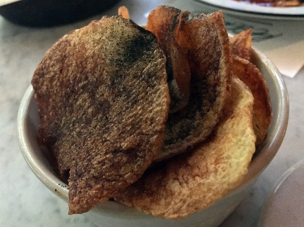 illustrative photo of the Kettle crisps with smoked roe at Brunswick House