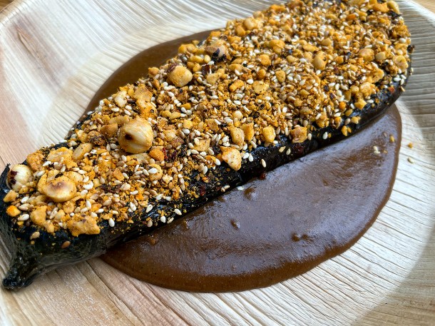 illustrative photo of the aubergine steak with sourdough mole at Acme Fire Cult