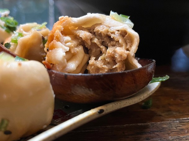 illustrative photo of a juicy pork dumpling at Ye Ye