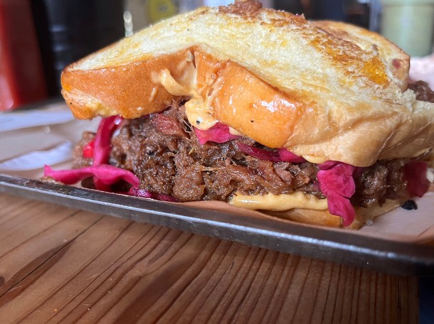 illustrative photo of the beef sandwich at Burnt Leyton