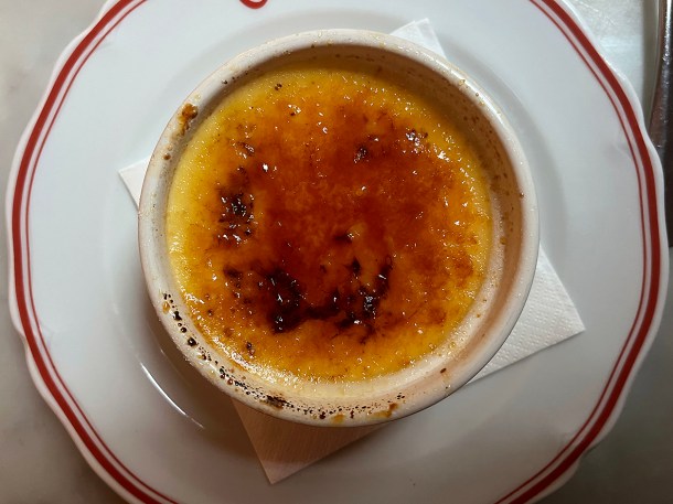 illustrative photo of the goat's milk creme brulee at Camille