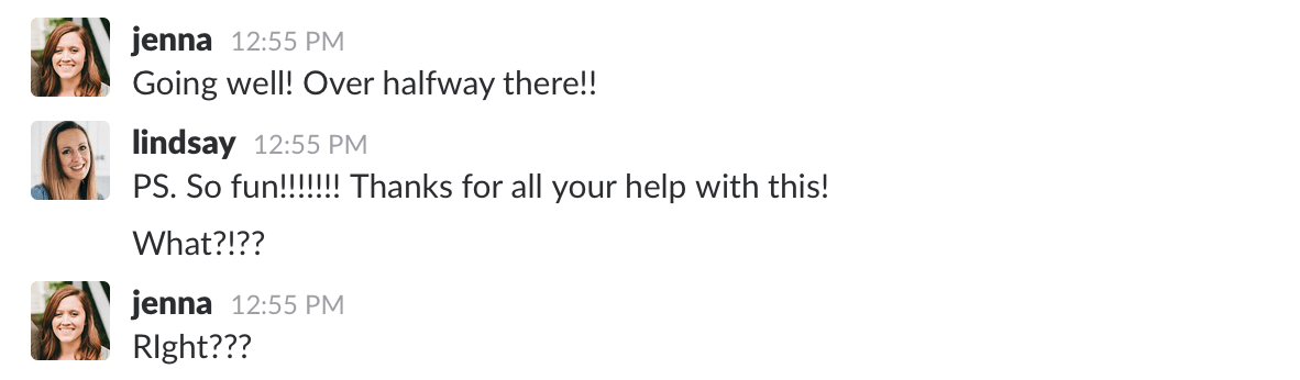 Conversion between Lindsay and Jenna.