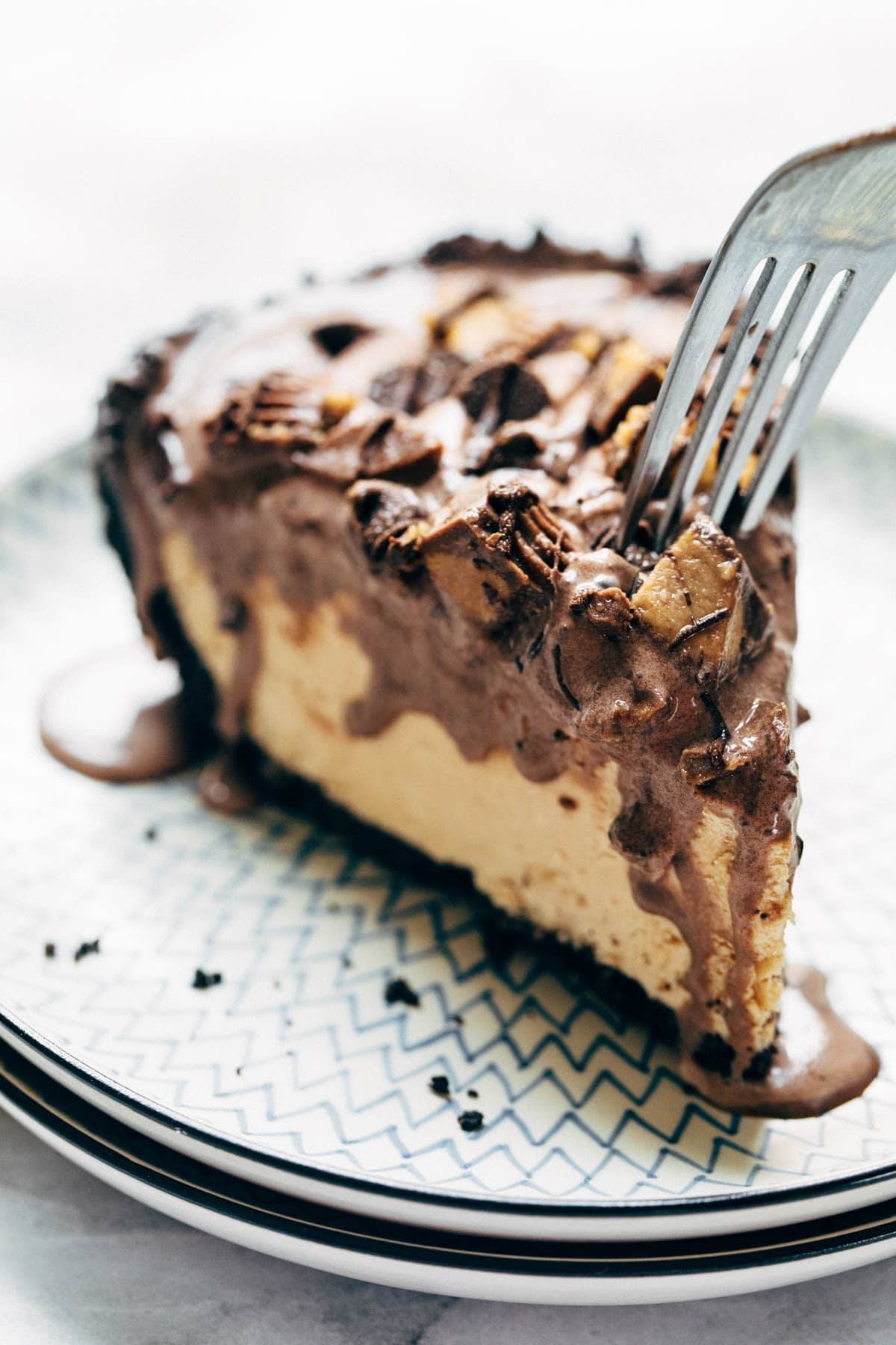 Taking bite out of Mocha Peanut Butter Pie.