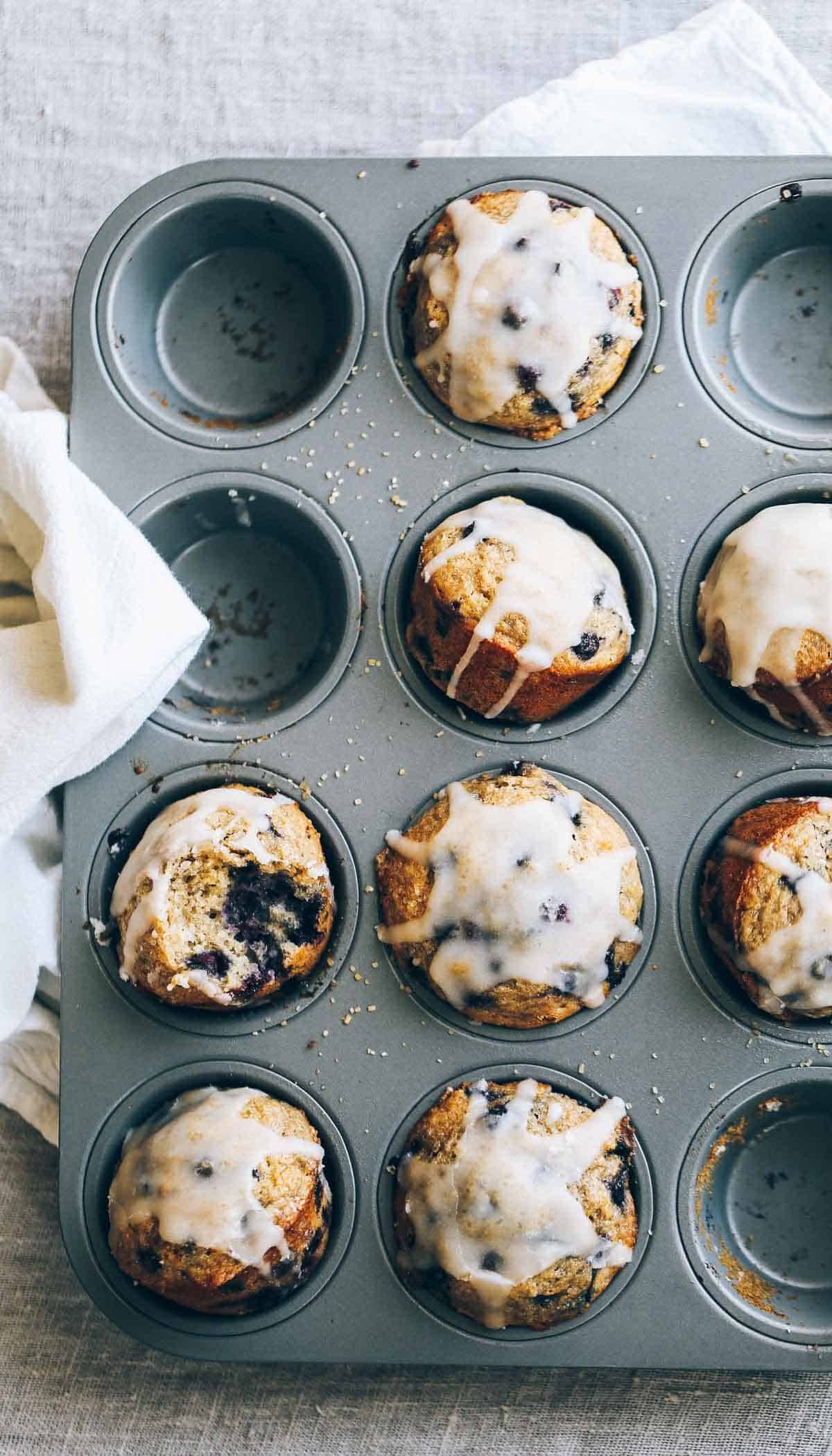 Whole Wheat Blueberry Muffins.